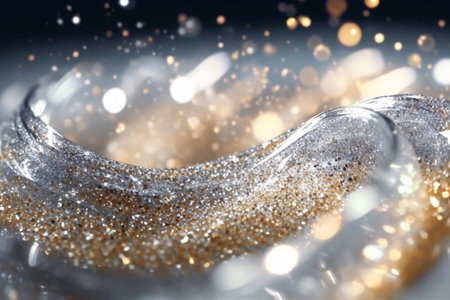Glittering silver abstract background with bokeh defocused lightsの素材