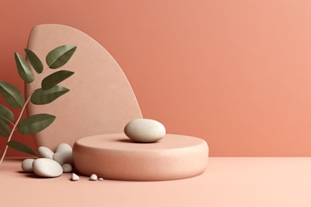 3d render, abstract minimal scene with podiums for product displayの素材