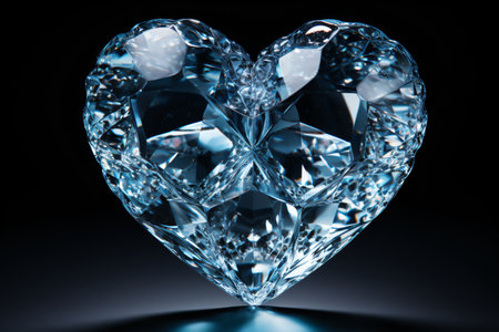 Heart shaped diamond on black background. 3d rendering. computer digital drawing.の素材