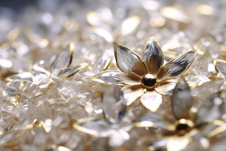 Jewelry - close-up of golden earrings on white backgroundの素材