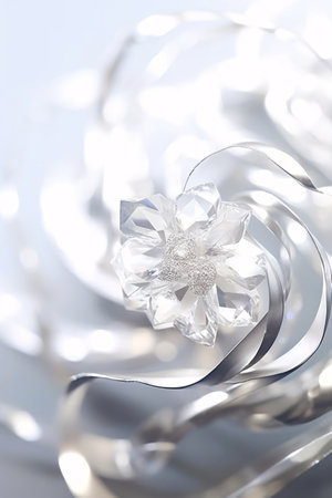 Close-up of diamond on silver ribbon. Shallow DOF.の素材