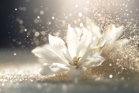 Beautiful white magnolia flower on bokeh background, closeupの素材