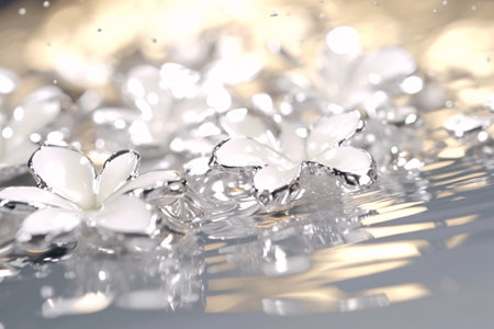 beautiful flowers in water with bokeh background. soft focusの素材