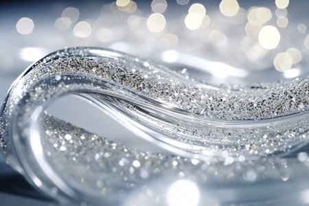 Close-up of a beautiful silver wedding bracelet on a bokeh backgroundの素材