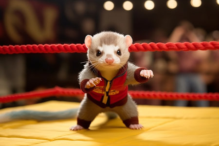 Cute ferret toy on the ring in the circus. Animal themeの素材