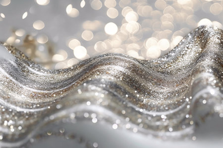 Silver glitter christmas abstract background with bokeh defocused lightsの素材