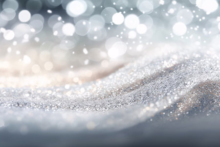 Silver glitter christmas abstract background with bokeh defocused lightsの素材