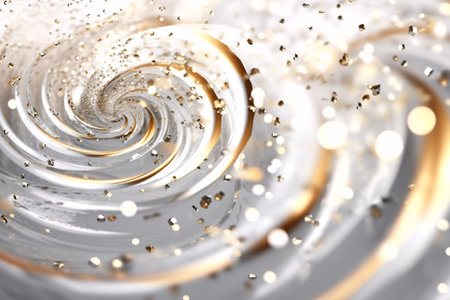 3d render, abstract background with gold glittering swirls and sparklesの素材