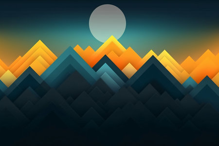 Abstract background with mountains and moon. Vector illustration. Eps 10.の素材