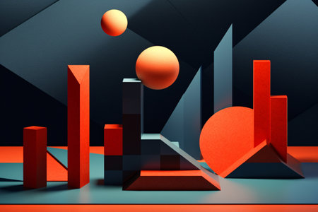 3d render of abstract geometric forms. Minimal scene with primitive geometrical figures.の素材