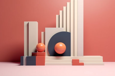 3d render of minimal display podium with geometric shapes. Abstract minimal background.の素材