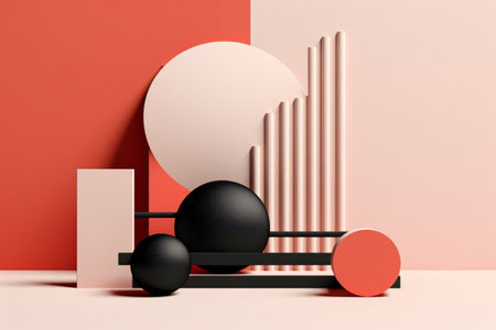 3d rendering of abstract geometric forms. Minimal scene with podium for product presentation.の素材