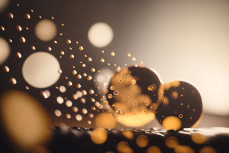 Beautiful bokeh background with water drops on the glass.の素材