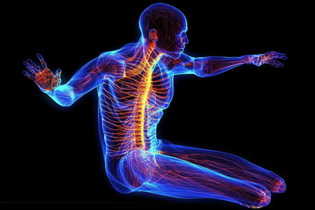 3D Illustration of a Male Feeling the Arm and Shoulders Painの素材
