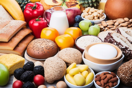 Healthy food selection as source natural minerals, vitamins and dietary fiber.の素材
