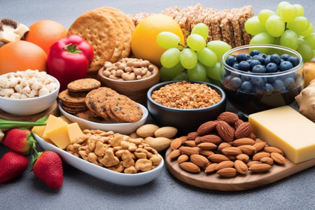 Healthy food high in protein, fiber & carbohydrates. Foods high in antioxidants, anthocyanins, vitamins and minerals.の素材