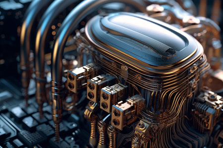 3d illustration of abstract computer circuit board background. Technology concept.の素材