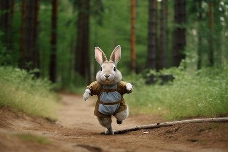 Rabbit in the forest. Bunny in the forest. Rabbit in the forestの素材
