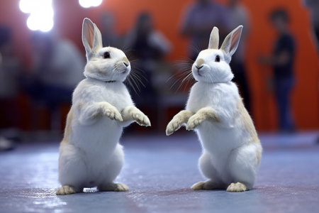 Rabbits at the exhibition in the center of St. Petersburg.の素材