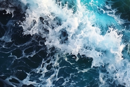 Blue ocean wave background. Close up view of ocean water surface.の素材