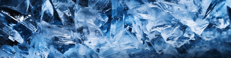 Blue ice background. Close-up. Panoramic image.の素材
