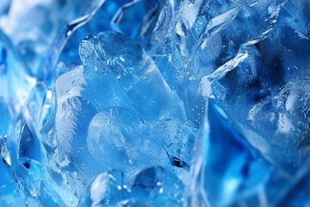 Macro shot of ice cubes. Blue background. Close up.の素材