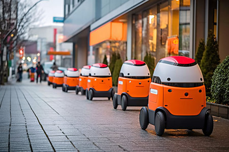 Vacuum cleaner in a row on the street of the cityの素材
