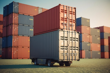 Container Cargo freight ship for Logistic Import Export background. 3d renderingの素材