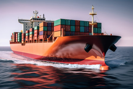Cargo ship with container in the sea. Freight transportation.の素材