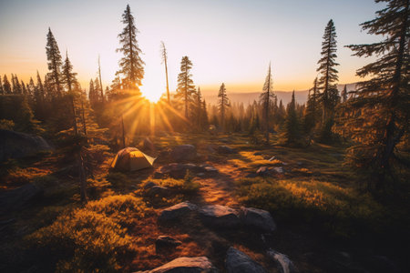 Sunset in Yosemite National Park, California, United States of Americaの素材