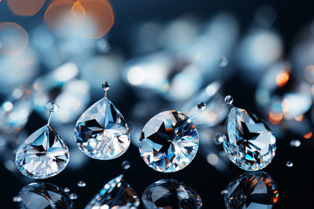 Diamonds on a black background. 3d rendering, 3d illustration.の素材