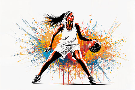 Basketball player with ball on abstract grunge background. Vector illustration.の素材