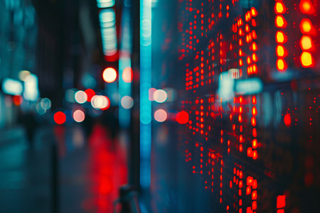 Sock ticker background. Abstract digital data concept with glowing oLED lights representing server activity.の素材