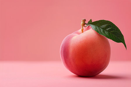 Peach banner. Peach background. Overal plan food photographyの素材