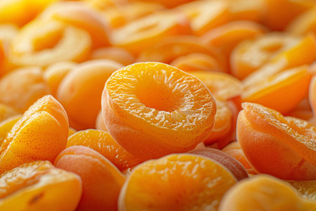 Canned apricots close-up macro photography, selective focusの素材