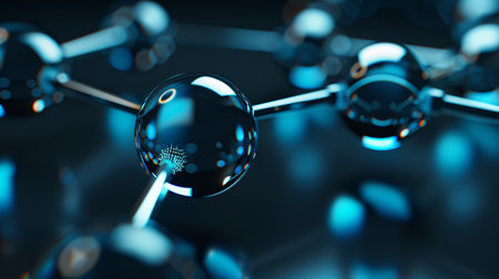 3d illustration of molecule structure. Science and technology background. 3D renderingの素材