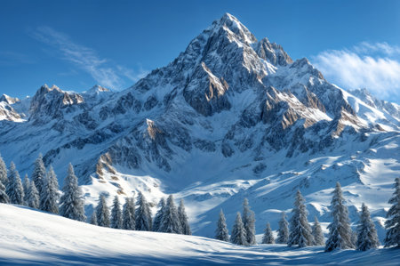 Winter in the Swiss alps (Braunwald, Glarus, Switzerland)の素材