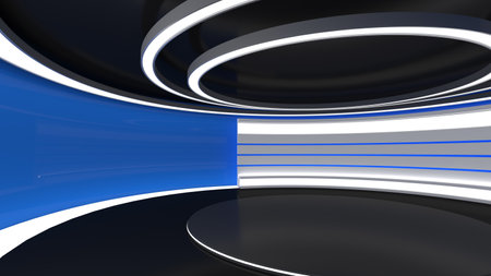 TV Studio. Blue studio. News studio. The perfect backdrop for any green screen or chroma key video or photo production. 3D rendering.の写真素材