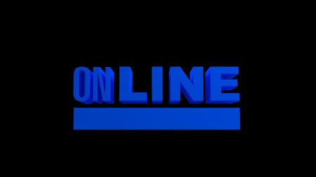 Online blue sign on black background. Vector illustration. Eps 10.