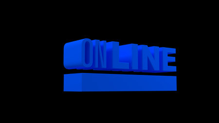 3d render of Online word on black background. 3d illustration.の写真素材