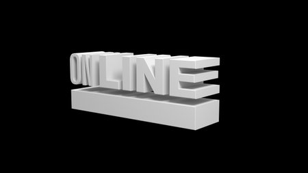 3D Illustration of the word Online isolated on a black backgroundの写真素材