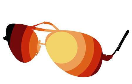 ilustrated sunglasses isolated on a white background, black and whiteの写真素材