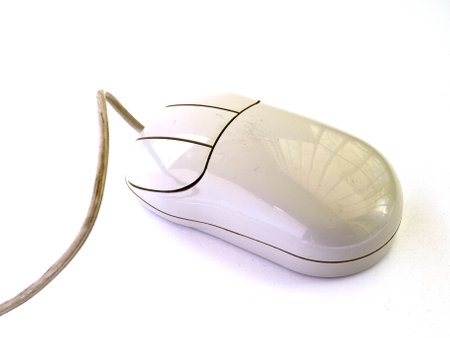 old computer mouse isolated on white backgroundの写真素材