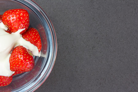Strawberries with cream の写真素材
