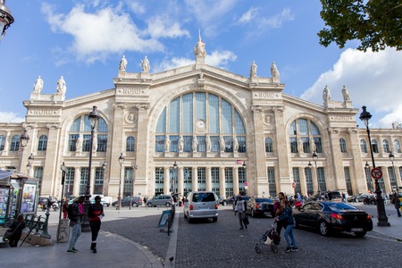 PARIS, FRANCE - SEPTEMBER 9, 2015: Gare du Nord station in Paris is the busiest railway station in Europeのeditorial素材