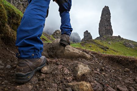 Unusual look at the turistic site Old Man of Storr on the Isle of Skye in Scotlandの写真素材