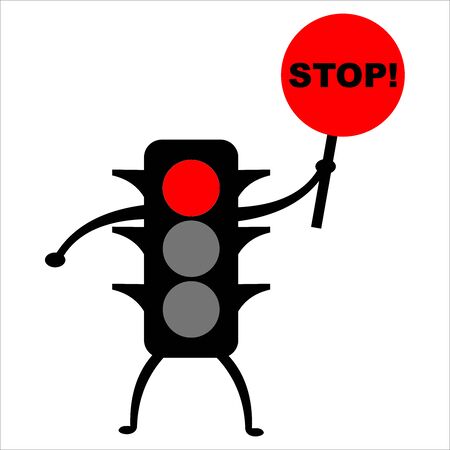 illustration of the introduction of the meaning of stop signs on traffic signsのイラスト素材