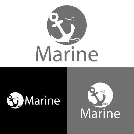 Anchor and seabird logo template vectorのイラスト素材