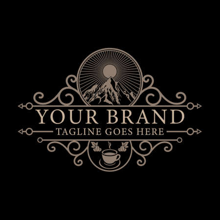 vector coffee shop template logo design luxury emblem vintage styleのイラスト素材