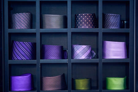 Rack with ties in the mens store